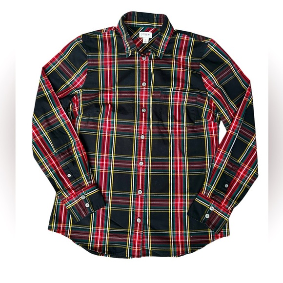 J. Crew women’s like new fitted button up plaid shirt size small - Picture 1 of 8